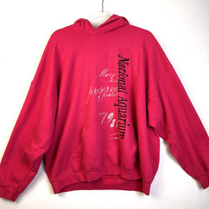 National Aquarium Hoodie Women's 2XL Pink Fleece Sweatshirt Warm FLAW